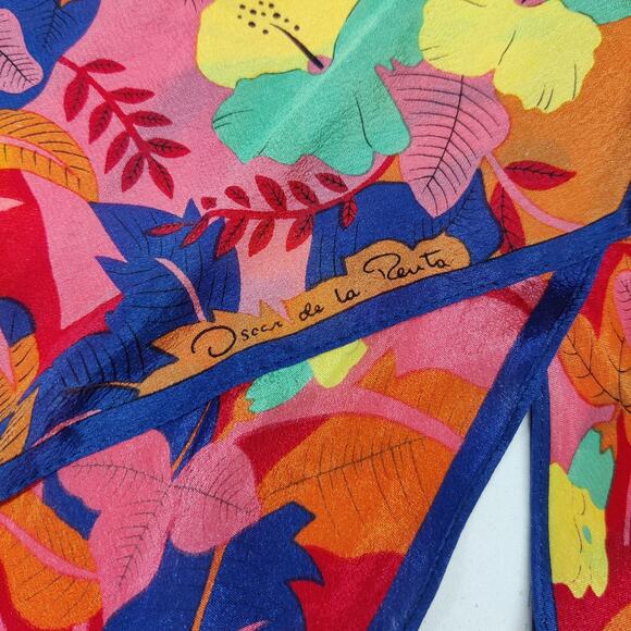 Oscar de la Renta Multicolor Floral Scarf - Picture 3 of 7